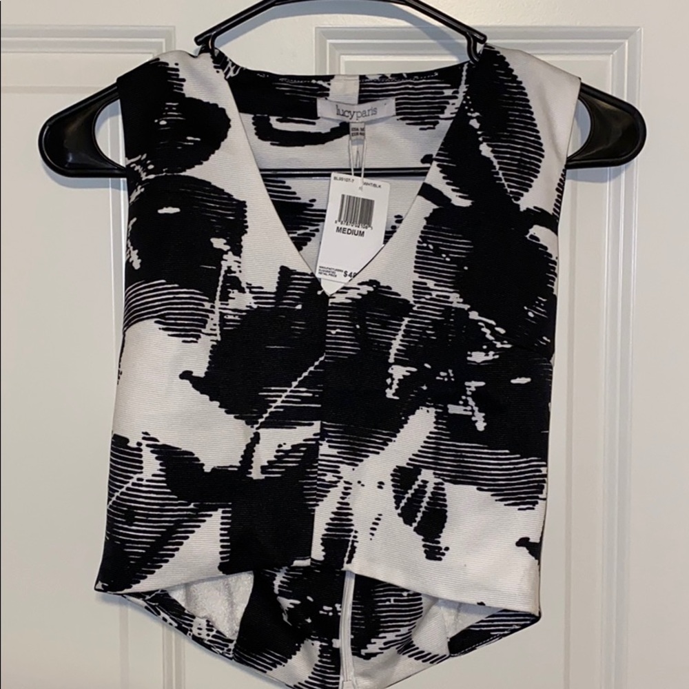 Lucy Paris High-low Patterned Crop Top size Medium